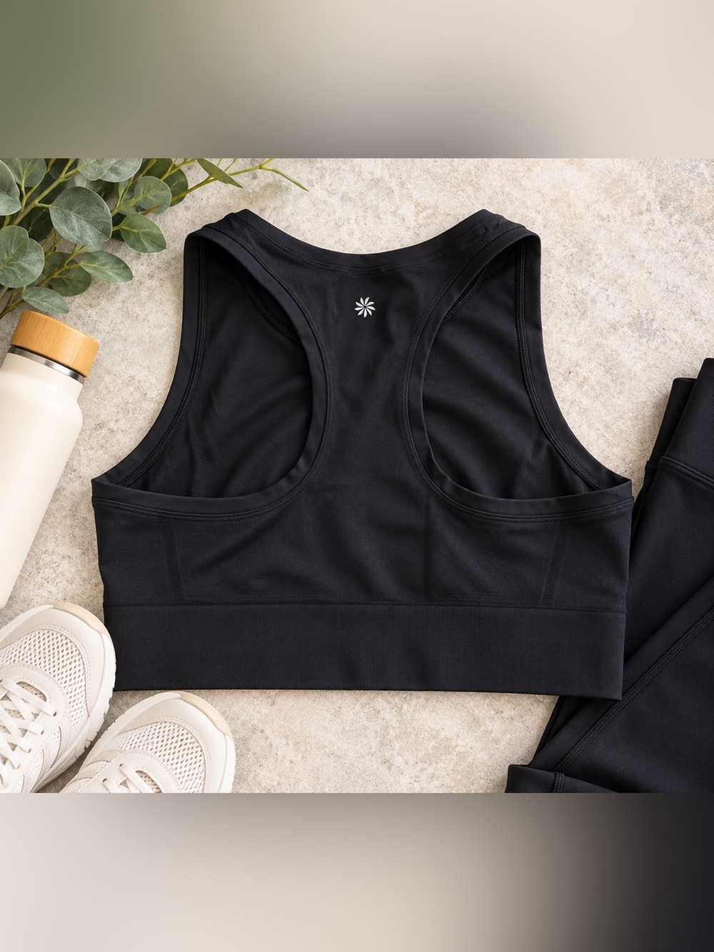 Athleta Black Seamless Racerback Longline Sports Bra Size Medium
